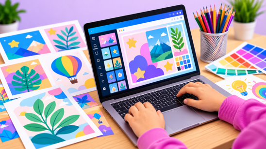 Kreatives Design für Kinder mit digitalen und selbst gestalteten Projekten